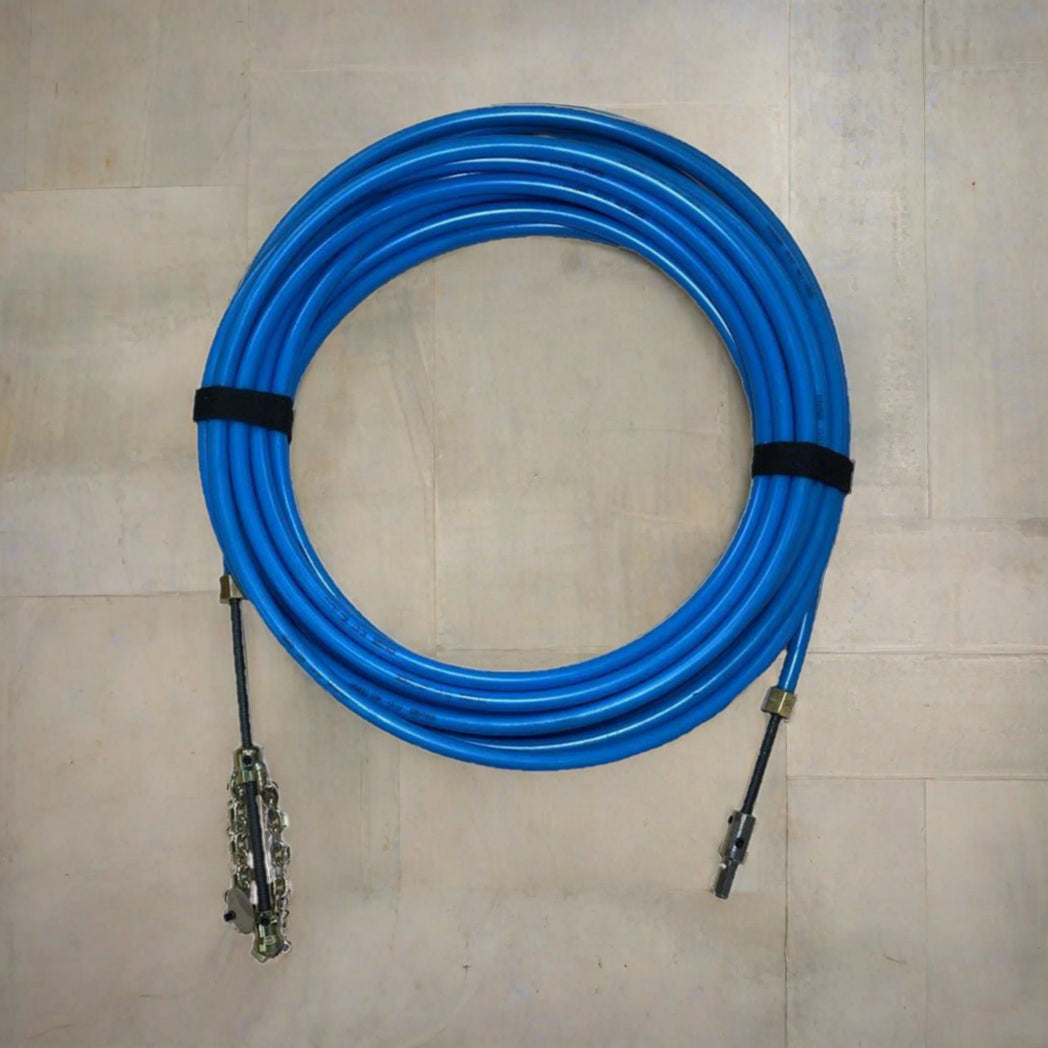 10mm pre-oiled flexible milling cable shaft with sheath, drill adaptor and 50mm pipe cleaning chain. Turn your drill into a high powered drain cleaning machine.  Use to descale and prepare drains for cipp pipe relining using a range of attachments inc chain knockers