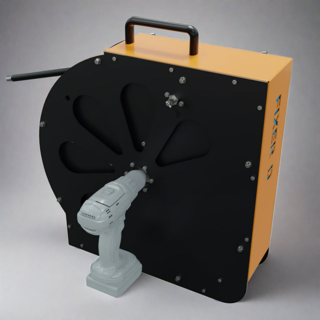 Fixer D - with 10m x 10mm steel shaft with outer sheath High speed Drain cleaning machine. Fixer D is a high speed cleaning machine for pipe and drain cleaning in preparation for cipp pipe relining. It can be used for cleaning, grinding, drilling and coating. Light weight easily movable in every environment.
